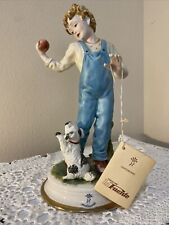 Vintage Capodimonte Porcelain Boy with PuppyFigurine Hand Painted Italy 9.5” picture