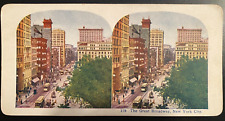 Stereo View Card Stereograph - The Great Broadway, New York City picture