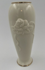 Lenox Rose Blossom Bud Vase 7” Ivory Porcelain with 24k Gold Trim picture