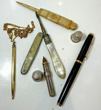 Vintag Lot Silver Gold t MOP Pencil Pen Pocket Knife Letter Opener England cd133 picture
