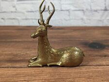 Vintage Brass Sitting Large Deer Doe Buck Reindeer Statue 7