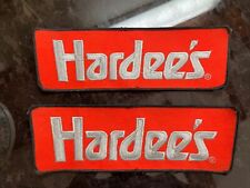Official Hardee’s Vintage Fabric Patch Orange Silver  9.5” X 3” picture