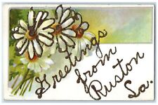 c1910's Greetings From Ruston Louisiana LA Unposted Embossed Flowers Postcard picture