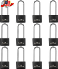 12-Pack Aluminum Long Shackle Padlocks - Keyed Alike, Black, for Secure Storage picture