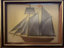 Vintage Framed String Art Sail Boat Nautical Wall Hanging 11x14 picture