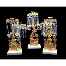 Antique 19th Century Gilt Brass Figural Girandole Set picture