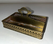Antique Manning Bowman Brass Desk Tray Dish Signed 5” X 3” picture