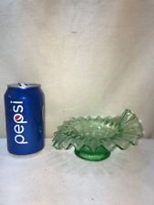 Vtg UNUSUAL Green ELEGANT Hand Blown? Ruffled Edge Nuts Candy Mints Dish picture