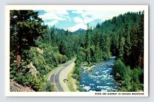 Postcard Washington Cascade Mountain WA Highway River 1960s Unposted Chrome picture