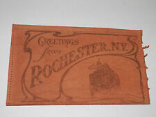 ROCHESTER NY - 1901-1907 ERA UNUSED LEATHER POSTCARD - GREETINGS FROM picture