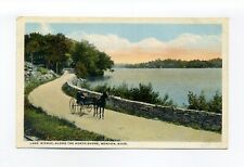 Mendon MA postcard, Along the North Shore, man driving horse on dirt road picture