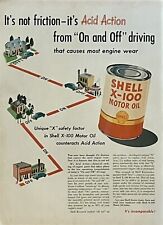 1948 Vtg Print Ad Shell X-100 Motor Oil Gas Car Auto Retro Garage Man Cave Art picture