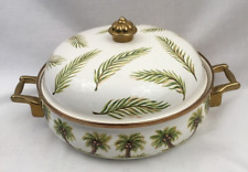 Vintage Tabletops Unlimited Enamelware PALM GROVE 3 Qt Pan With Lid, BEAUTIFUL picture