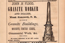 1875 John H. Flood Granite Worker Monuments Cemetery Curbing WEST CONCORD NH picture