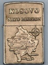 Vintage 2000 Kosovo NATO Mission Emblem Chrome Zippo Lighter picture