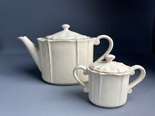 Vintage Deauville Earthenware Teapot & Sugar Bowl Antique Cream - 4 Pieces picture
