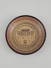 Vintage 4.5 inch Greek Hand made and Painted Ceramic Plate Geometric Amphora  picture