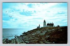Pemaquid Point ME-Maine, Pemaquid Light, Atlantic Ocean, Vintage c1973 Postcard picture