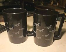 RARE set Of 2 pair Black Otigari Coffee Mug Running FOX MCM 4,85X3