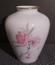 KPM Krister Germany Vintage Porcelain Ivory & Pink Floral Vase w Gold Trim picture
