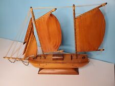 SEE VIDEO        Vintage Hand made Wooden Ship - Wooden Sails 14