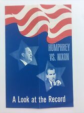 Humphrey VS. Nixon A Look At The Record 1968 Campaign Pamphlet picture