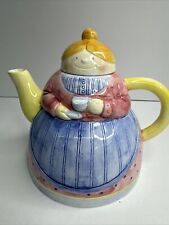 1995 Roshco Collectible Ceramic Teapot Farmhouse Farmer. Large Teapot 7in Height picture