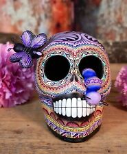 Sugar Skull Butterfly Caterpillar Day of the Dead Handmade Mexico Folk Medium Sz picture