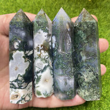 2.2LB Natural Water Moss Agate Quartz Crystal Obelisk Wand Tower Healing Reiki picture