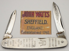Vintage JOHN WATTS SHEFFIELD ENGLAND Penknife Metal Handles - Royalty Dates picture
