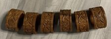 Vintage Napkin Rings Wooden Hand Carved made in India set of 6 picture