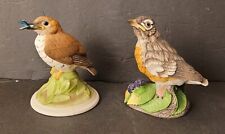 2 Boehm Bird Figurines Baby Wood Thrush Fledgling Robin picture
