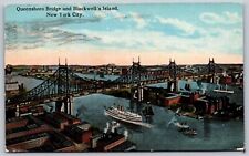 Postcard  Queensboro Bridge and Blackwell's Island New York City NY c1910 picture