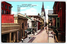 CHARTRES STREET VIEW OF OLD FRENCH QUARTER  NEW ORLEANS LOUISIANA LINEN POSTCARD picture