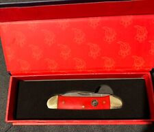 QUEEN POCKET KNIVES ANTIQUE RED HUNTING POCKET KNIFE W/ DISPLAY CASE  picture