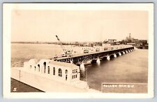 Moline Illinois~Roller Dam #15~City in Background~Crane~1938 RPPC picture