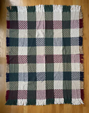 VTG Sugar Grove Patchwork Check Woven Throw Blanket Cotton Cabin Lodge USA Made picture