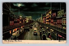 New York City, Panoramic the Bowery, Antique Vintage c1911 Souvenir Postcard picture