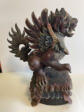 Balinese Singa Barong Winged Lion Temple statue wood carving sculpture Bali Art picture