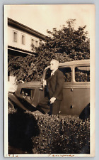 Original Old Vintage Antique Real Photo Car Gentleman Smoking Cigar Panama 1934 picture