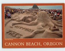 Postcard Haystack Rock Sea Sculpture Cannon Beach Oregon USA picture