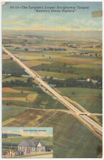 c1930s America's Dream Highway Esso Gas Station VTG Linen Postcard picture