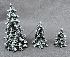 Dept 56 3 Evergreen Trees Box Set Christmas Village 5205-1 Cold Cast Porcelain picture