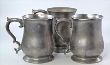 VTG HTR Solid Pewter Tankard 4.5 inch Three  8 oz Cup Mug Beer Steins picture