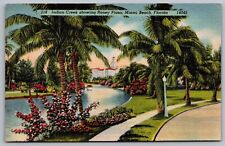 Indian Creek Roney Plaza Miami Beach Florida FL Linen Postcard UNP VTG Unused picture
