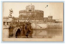 c1920's Hadrian's Tomb And Sant' Angelo Bridge Rome Italy RPPC Photo Postcard picture