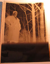 Vintage 1940s Negative Photo 120 Film Serious Man Frowning Long Coat Winter Tree picture