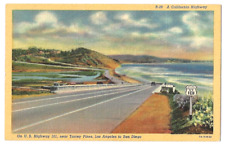 U. S. Highway 101 coastal road near Torrey Pines California c1945 Pacific Ocean picture