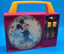 1970's Vintage Mickey Mouse ILLCO Disney Windup Musical Radio Clock Toy - Read - picture