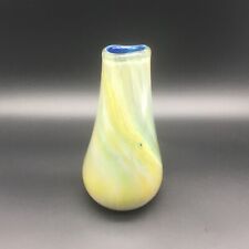 Molly Stone Hand Blown Studio Art Glass Vase  7.75 inches Green Multicolored  picture